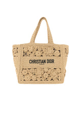 CHRISTIAN DIOR hand crocheted millefiori small book tote handbag with oblique insert